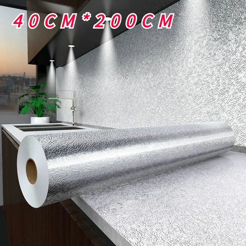 Roll of heat-resistant oil-proof kitchen stove backsplash sticker with dimensions 40cm by 200cm