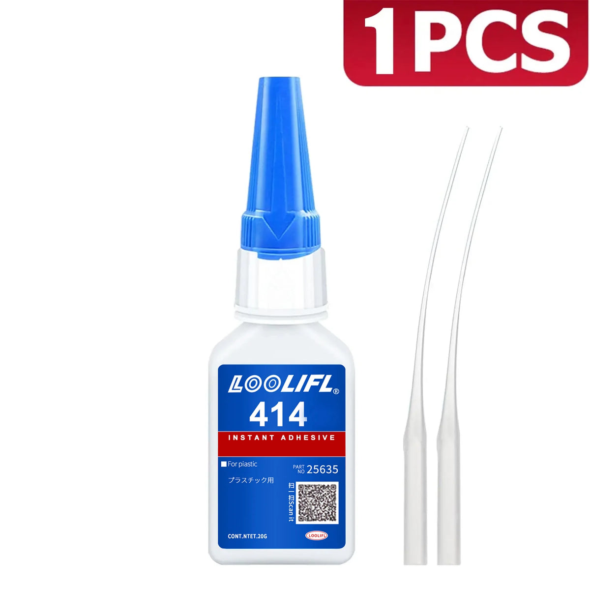 Flasche Loolifl 414 sofortgebendes Klebstoff mit Pipettier und weißer Kunststoffspitze
