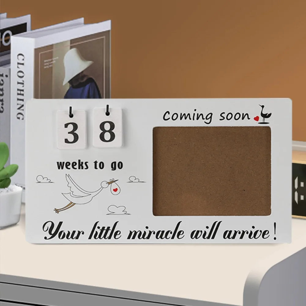 Wooden Pregnancy Countdown Picture Frame with Ultrasound Slot