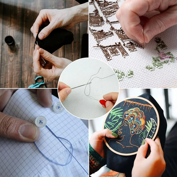 Versatile Stainless Steel Sewing Needle Set with Large Eyes
