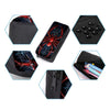 A set of three black spider-themed items including a backpack, lunch bag, and pencil case.
