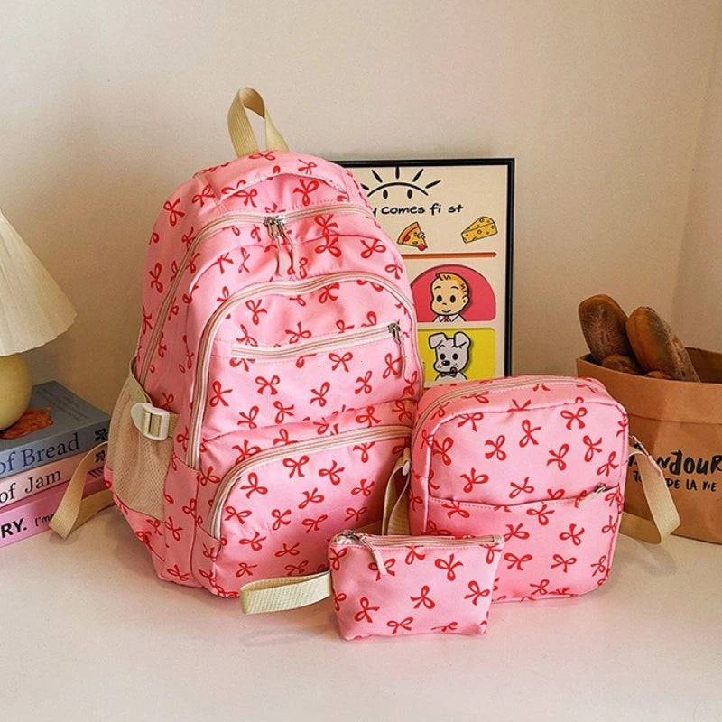 Korean Fashion Bow Print Backpack