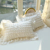 Seersucker Duvet Cover Set with Lace Trim