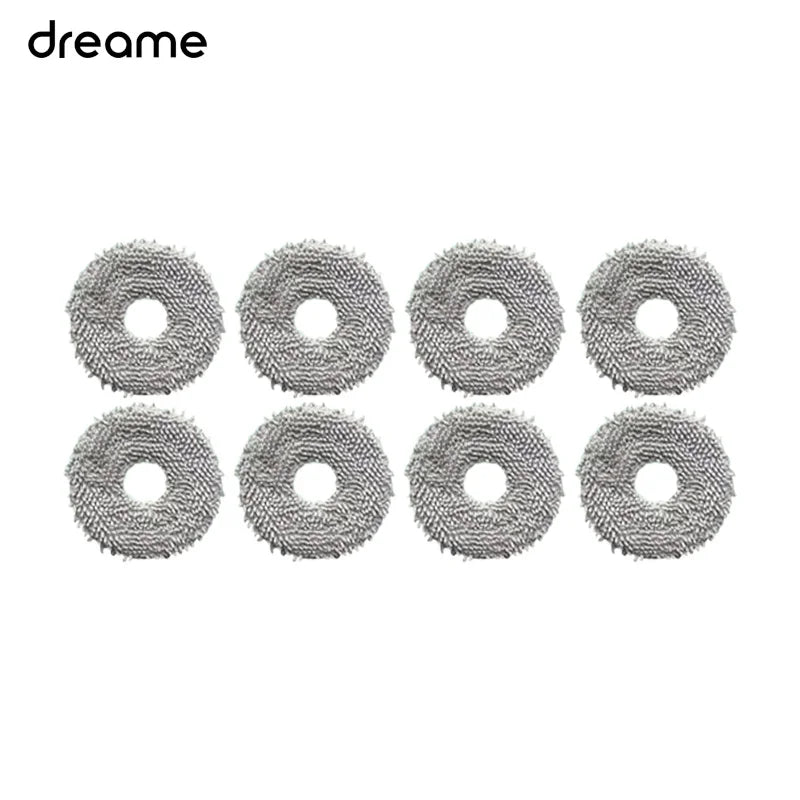 A set of replacement parts for a Dreame robot vacuum cleaner, showing multiple circular brush components.