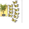A collection of ten yellow and black monarch butterfly magnets arranged vertically on a white background.