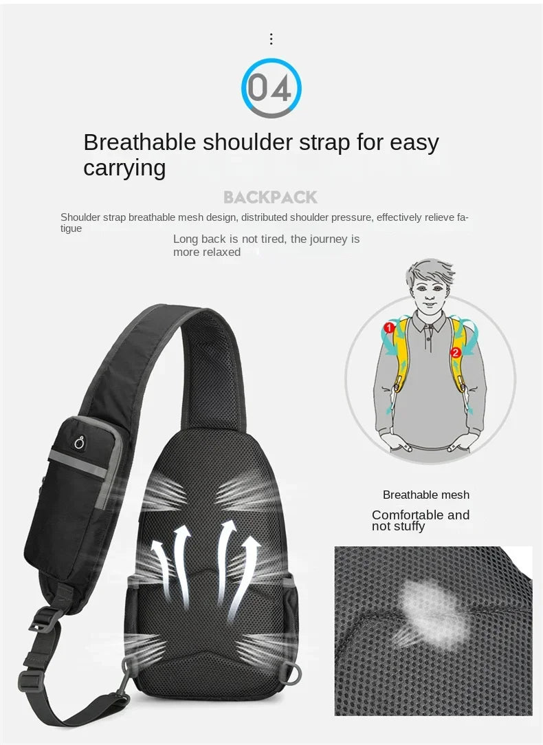 Waterproof Nylon Sling Chest Bag