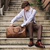 Vintage Embossed Leather Travel Duffle Bag