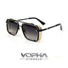Quadratische Aviator-Sonnenbrille mit abnehmbarem Metallgitter-Schild