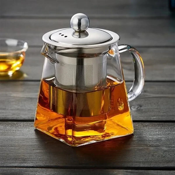 Clear Glass Teapot with Built-In Infuser