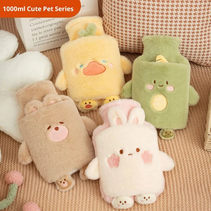 Adorable Plush Hot Water Bottle with Cozy Animal Cover