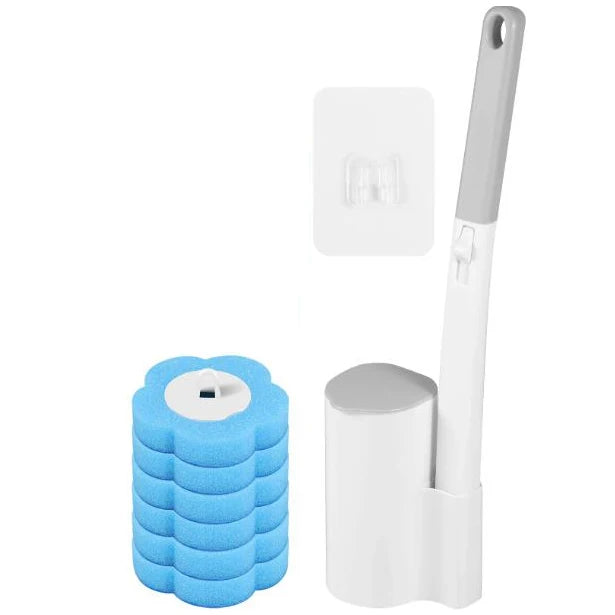 Wall-Mounted Disposable Toilet Brush with Replaceable Heads