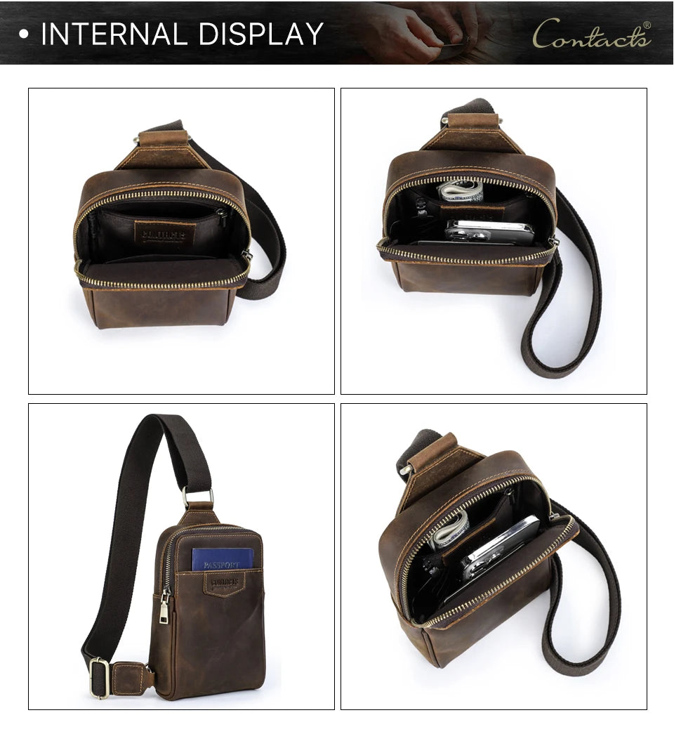 Genuine Leather Crossbody Sling Bag for Men