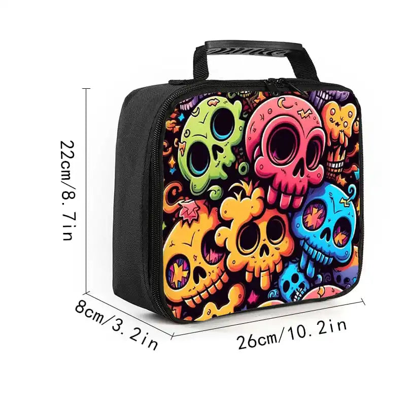 Skull Print Kids Lunch Bag with Handle