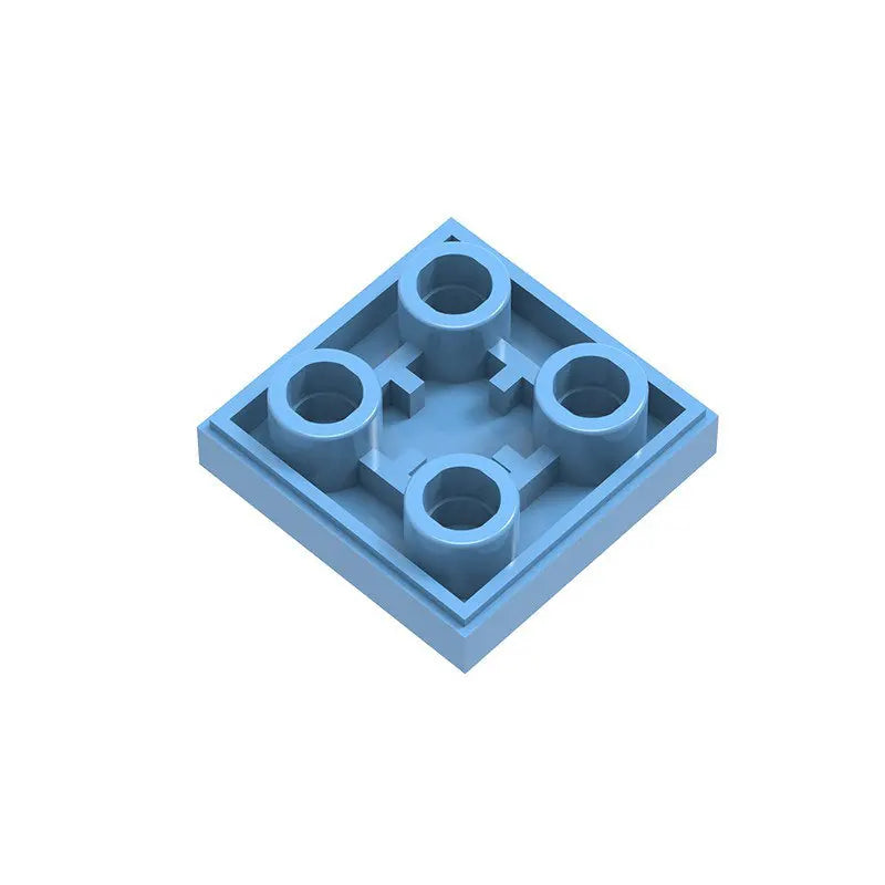 A pack of 2x2 reverse light panels for building blocks in a light blue color.