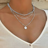 Layered Crystal Heart & Star Pendant Necklace