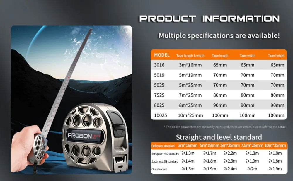 PROBON High-Precision Retractable Tape Measure