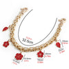 Gold metal chain strap with floral charms for handbags and purses