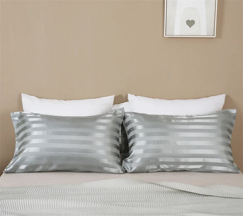Luxurious Satin Stripe Pillowcase with Envelope Closure