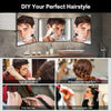 A set of mirrors and tools for DIY hairstyling including a trifold LED mirror, self-hair cutting, trimming tools, and hair dy
