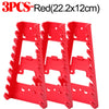Three red heavy-duty ABS wrench organizer trays with multi-slot storage racks
