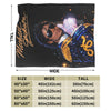 A black plush throw blanket featuring a graphic of Michael Jackson with sparkling elements.
