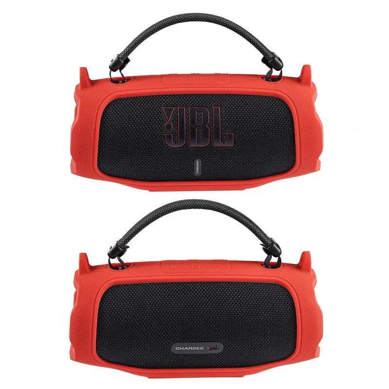 Orange JBL Charge 6 protective case set with hard EVA shell and silicone cover