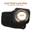 Black motorcycle cover featuring an anti-theft lock hole for protection.