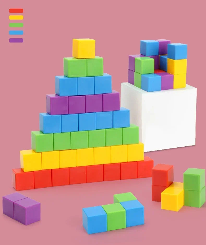 Montessori Rainbow Stacking Blocks for Kids | Spatial Thinking & Math Learning Toy