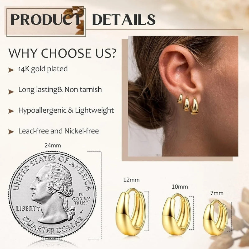 3-Piece Huggie Hoop Earring Set