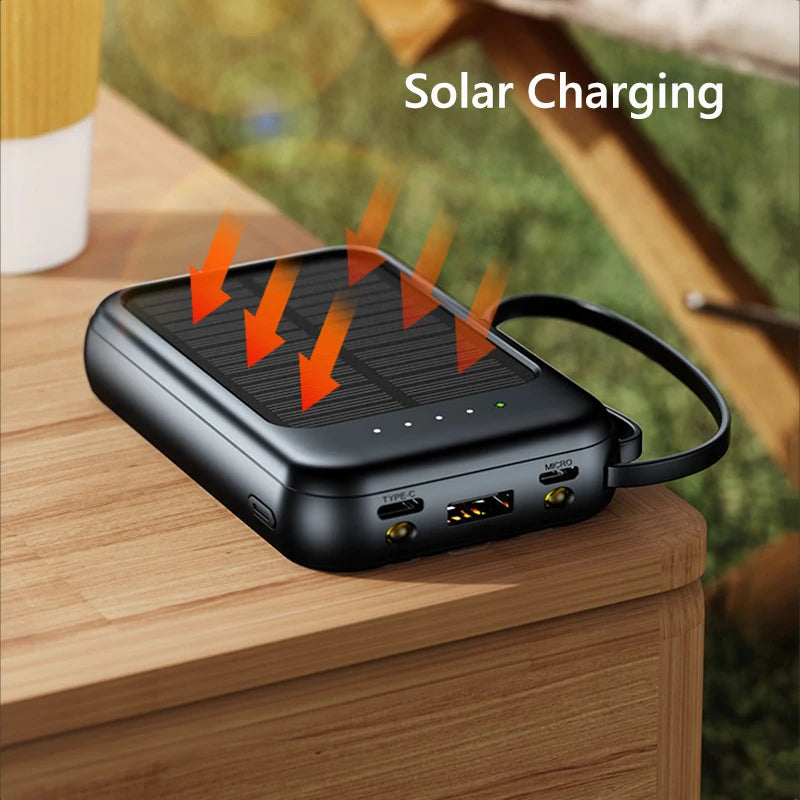 50.000mAh Solar-Powerbank mit integrierten Kabeln