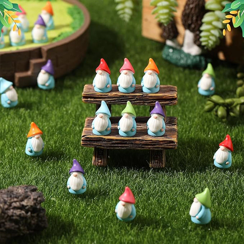 Mini Resin Gnome Figurines (Set of 10)