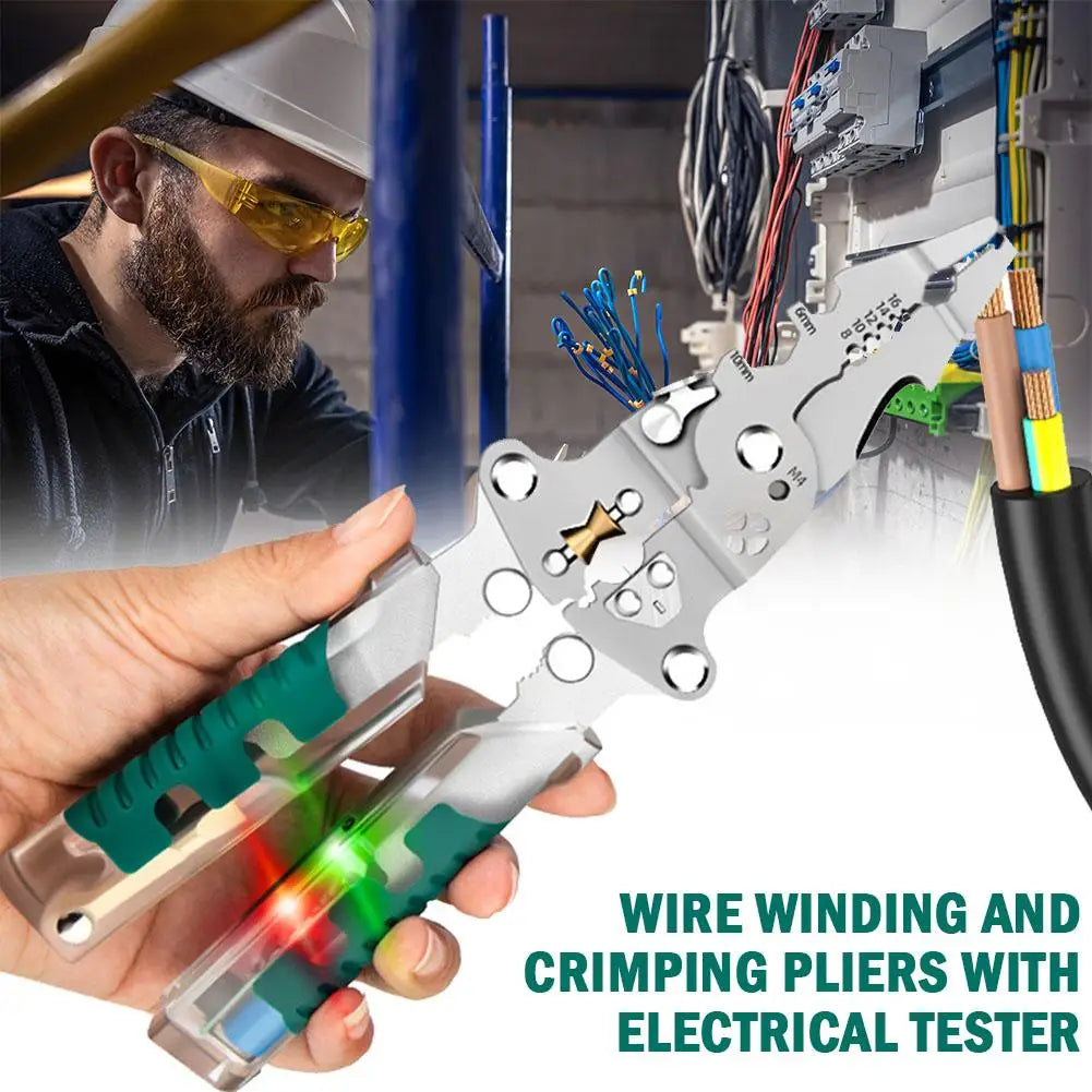 Foldable Multifunctional Wire Stripping Pliers with Voltage Detection