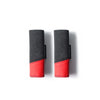 A pair of black and red Audi Alcantara grab handle protector covers with card pockets.