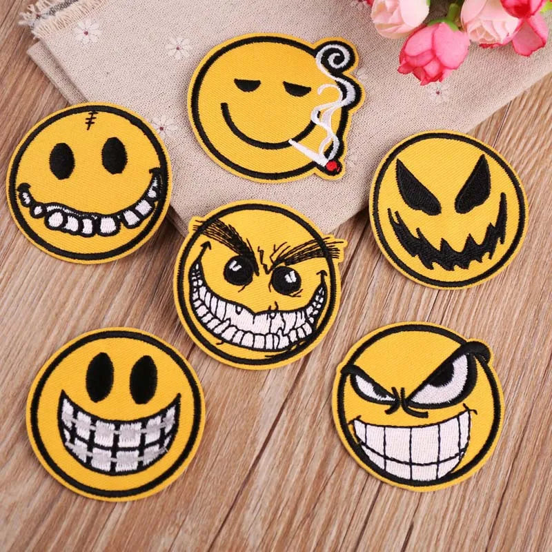 Funny Yellow Expression Embroidered Iron-On Patch