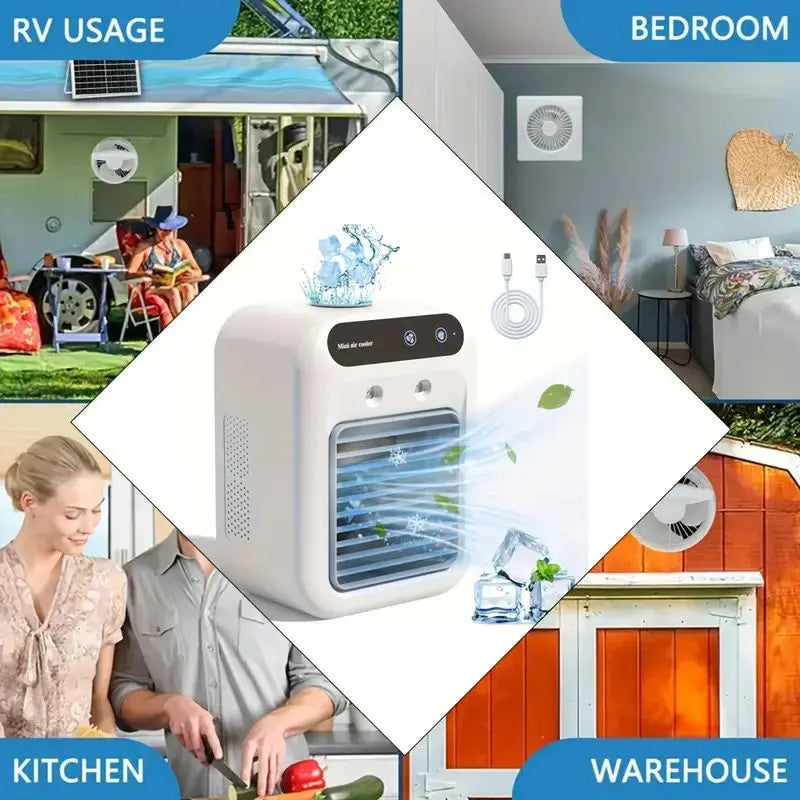 Portable USB Mini Air Cooler with Mist Function