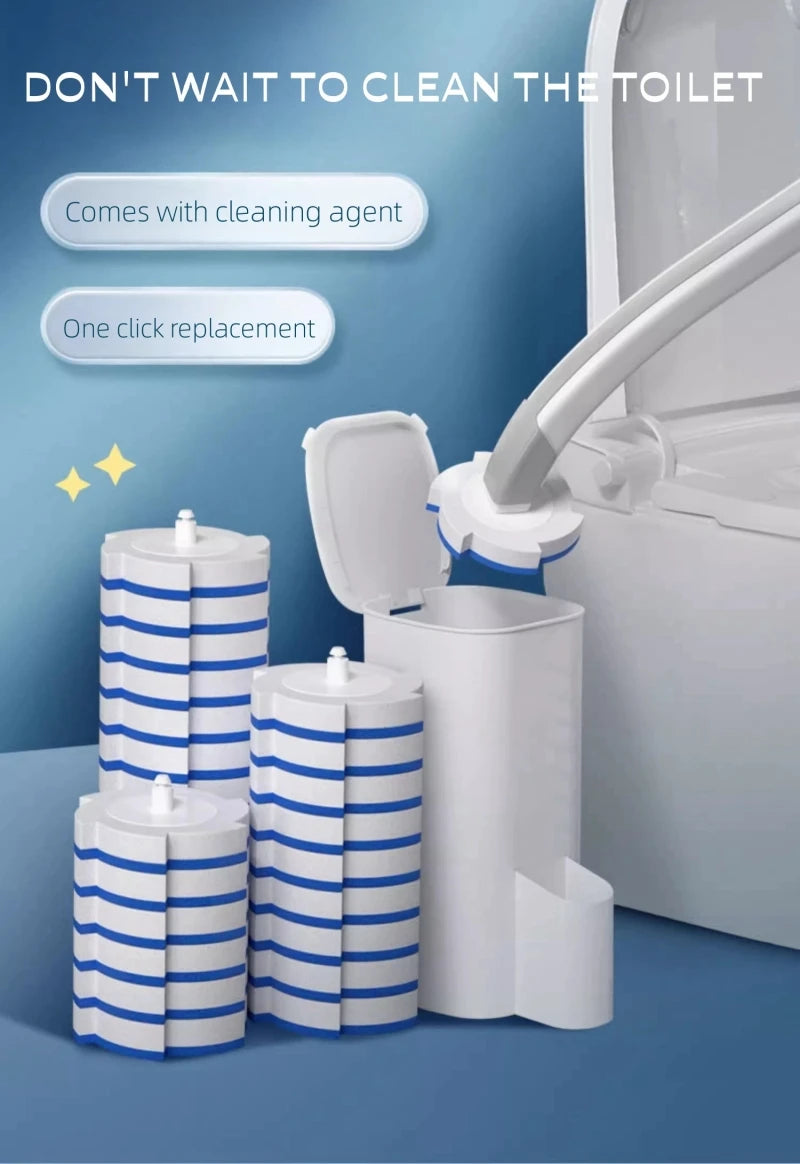 Disposable Toilet Brush Set with Replaceable Heads