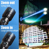 Comparison of zoom out and zoom in shots of a high-power LED flashlight.
