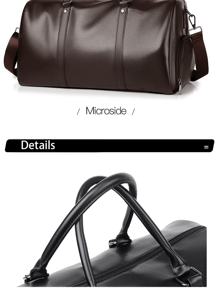 Retro PU Leather Weekender Duffel Bag with Adjustable Shoulder Strap