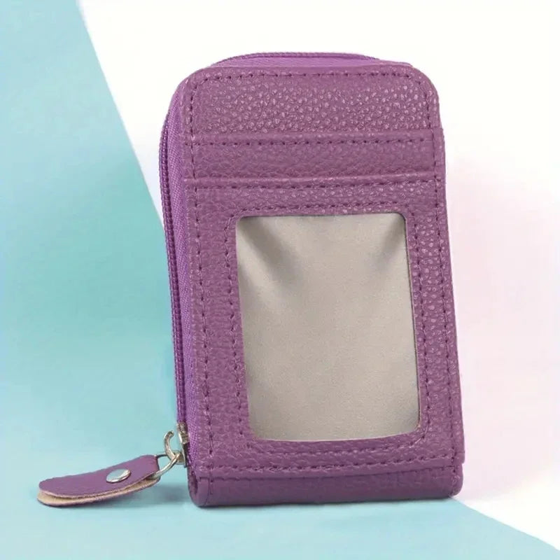 Compact Zippered PU Wallet with Multiple Card Slots
