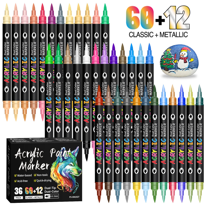 Dual-Tip Acrylic Paint Markers