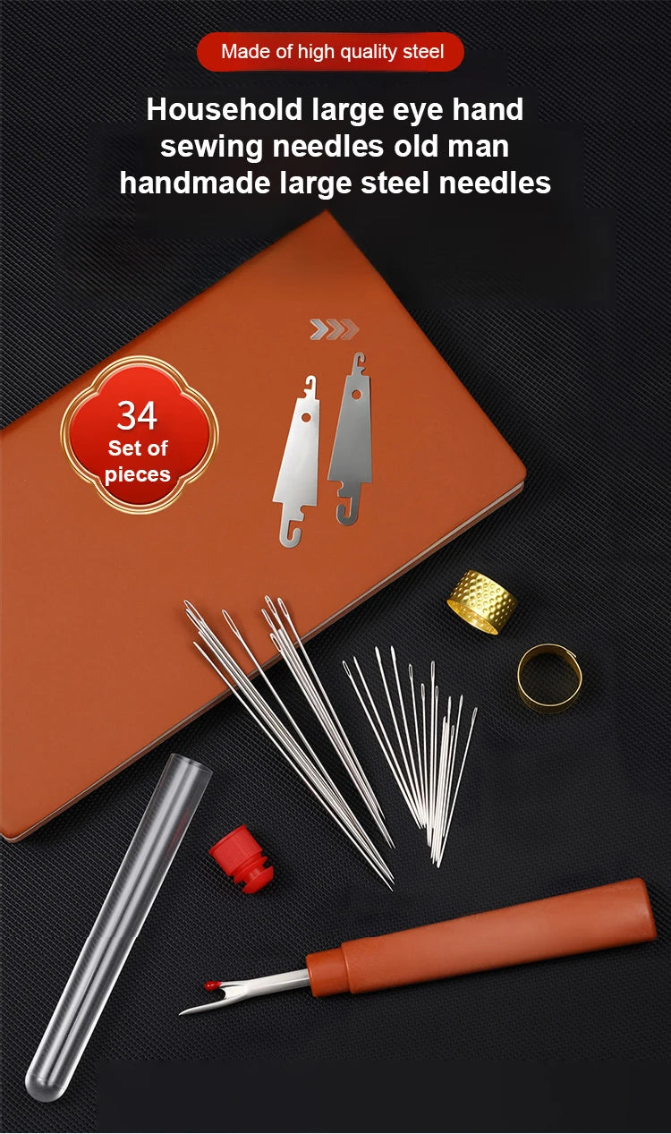 Complete Hand Sewing Tool Kit with Large-Eye Needles