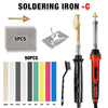 A set of soldering irons and hot staplers including a soldering iron, various plastic/leather repair tools, and a multi-funct