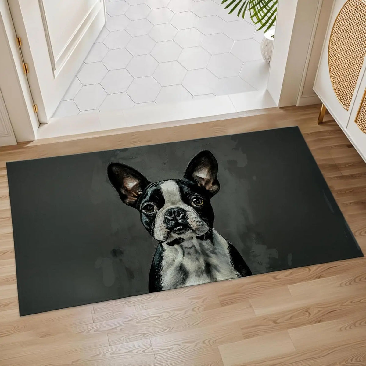 Rottweiler Non-Slip Entryway Door Mat – Durable Polyester Floor Rug for Living Room & Entry