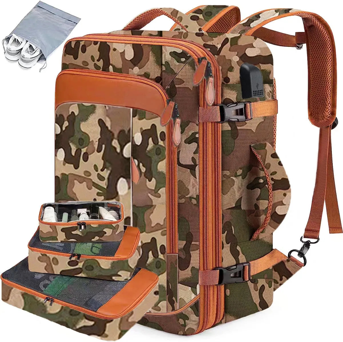 Expandable Travel Backpack with 4 Packing Cubes