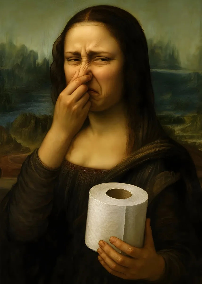 Mona Lisa Funny Bathroom Wall Art Canvas Print