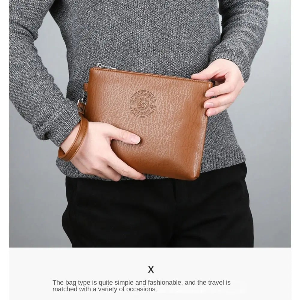 Men's PU Leather Clutch Bag with Large Capacity