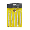 A clear plastic pouch containing a set of premium stainless steel dental care tools for oral hygiene.