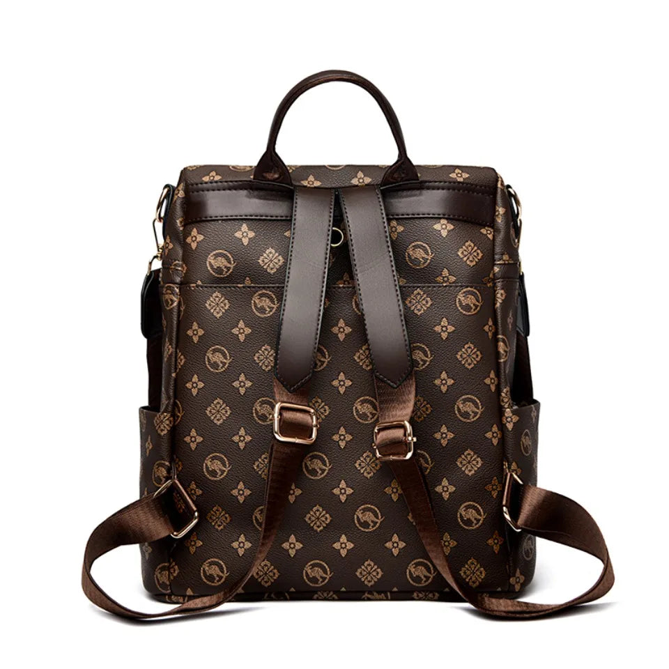 Women's Genuine Leather Backpack with Multiple Pockets