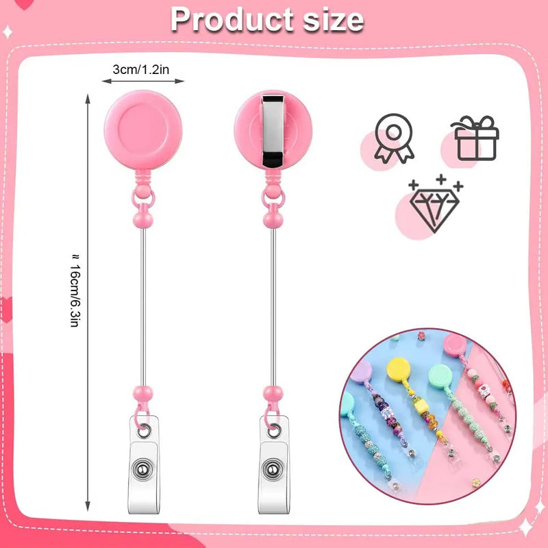Llavero retráctil con cuentas y barra decorativa personalizable