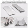 Silver aluminum camping stove windscreen that can be disassembled or folded into different sizes and shapes